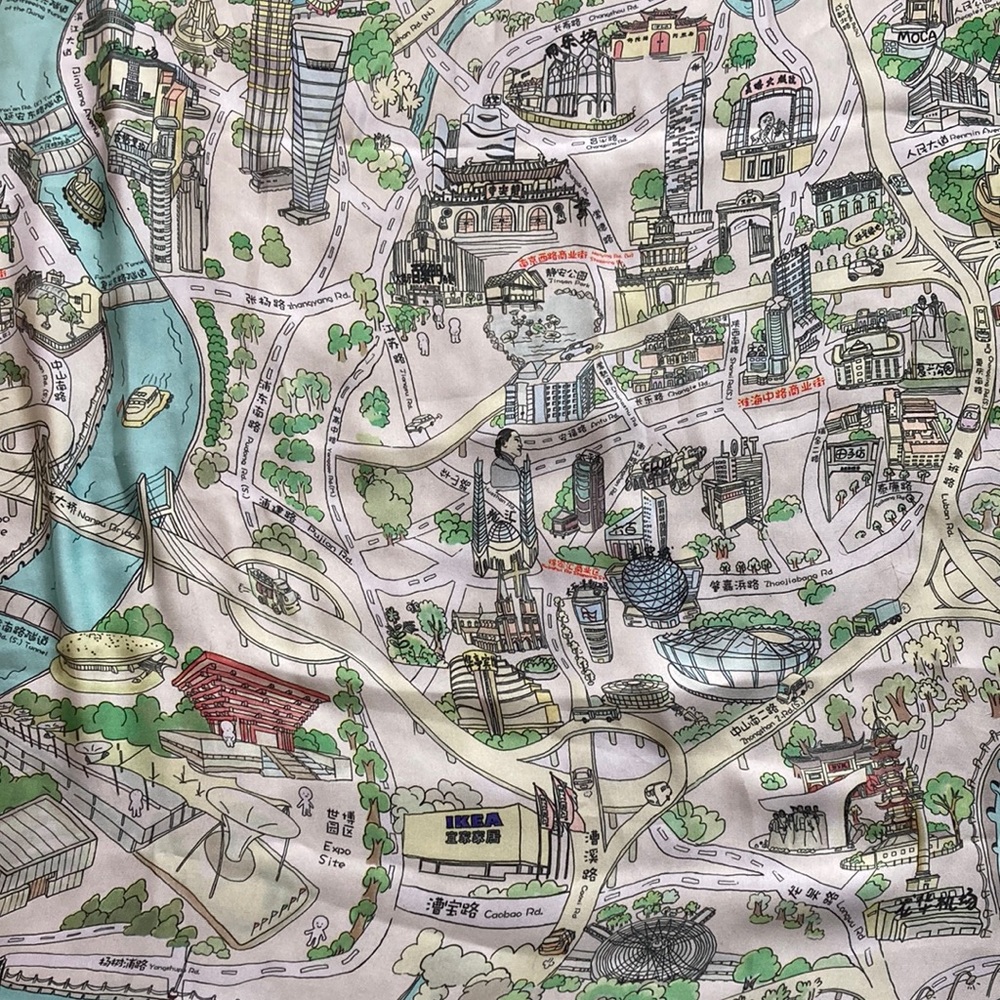 Shanghai Map Silky Scarf